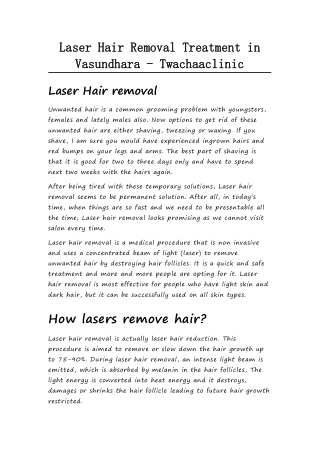 Laser Hair Removal Treatment in Vasundhara - Twachaaclinic