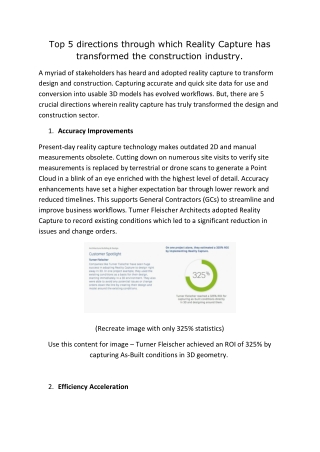 Top 5 directions through which Reality Capture has transformed the construction industry