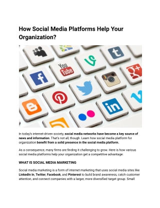 How Social Media Platforms Help Your Organization