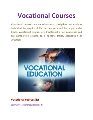 Vocational Courses