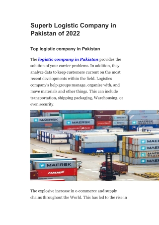 Superb Logistic Company in Pakistan of 2022  trd-converted