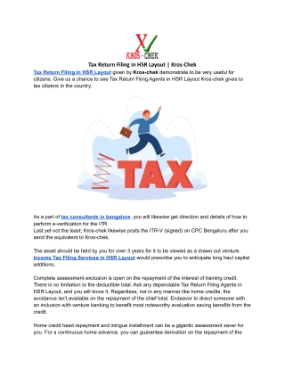 Tax Return Filing in HSR Layout _ Kros-Chek
