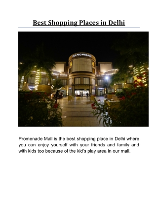 Best Shopping Places in Delhi