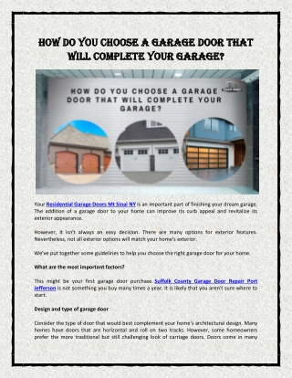 How do you choose a garage door that will complete your garage