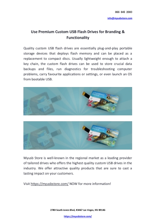 Use Premium Custom USB Flash Drives for Branding & Functionality 