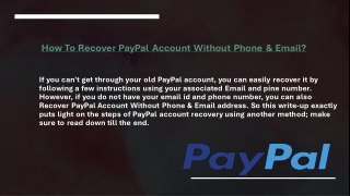 Recover PayPal Account Without Phone & Email