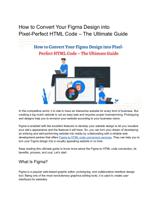 How to Convert Your Figma Design into a Pixel-Perfect HTML Code – The Ultimate Guide