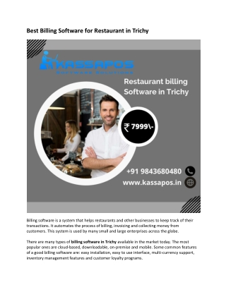 best billing software for restaurant in Trichy