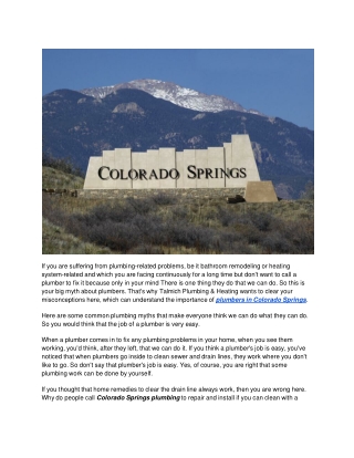 Hire a Colorado Spring Plumber to Avoid Plumbing Mistakes