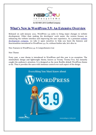 What's New in WordPress 5.9: An Extensive Overview