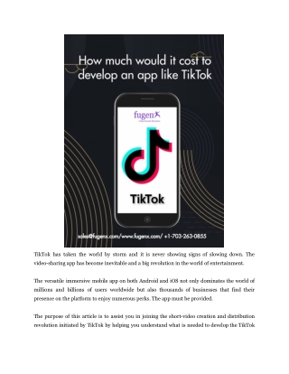 How much would it cost to develop an app like tiktok