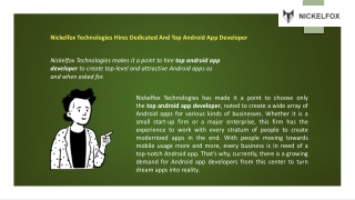 Nickelfox Technologies Hires Dedicated And Top Android App Developer