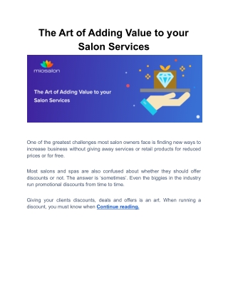 The Art of Adding Value to your Salon Services