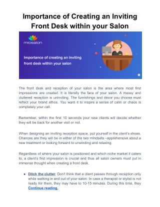 Importance of Creating an Inviting Front Desk within your Salon