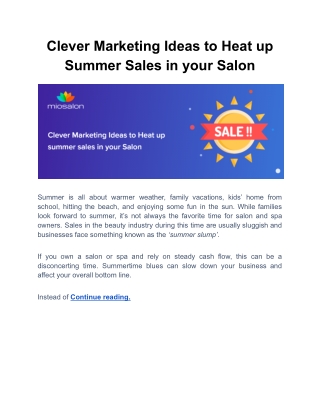 Clever Marketing Ideas to Heat up Summer Sales in your Salon