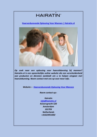 Haarverdunnende Oplossing Voor MannenHairatin.nl