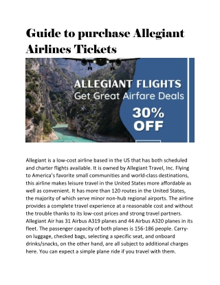 Guide to purchase Allegiant Airlines Tickets