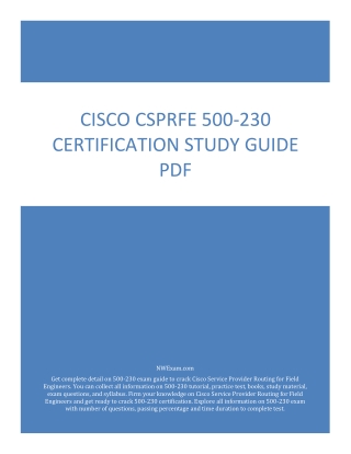 Latest Cisco CSPRFE 500-230 Certification Study Guide PDF