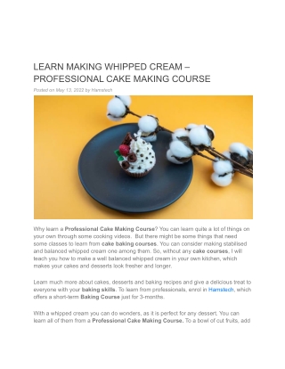 LEARN MAKING WHIPPED CREAM – PROFESSIONAL CAKE MAKING COURSE