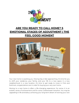 Are you ready to call home? 5 Emotional Stages of Adjustment | The Feel Good Mom