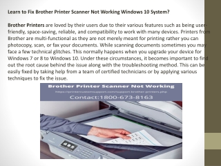 Learn to Fix Brother Printer Scanner Not Working Windows 10 System