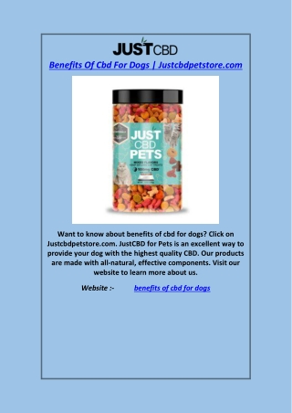 Benefits Of Cbd For Dogs  Justcbdpetstore.com