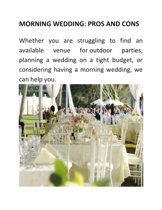 MORNING WEDDING: PROS AND CONS