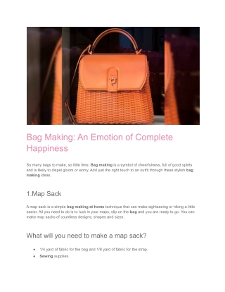 Create Different Types of Bags with Bag-making Course Online