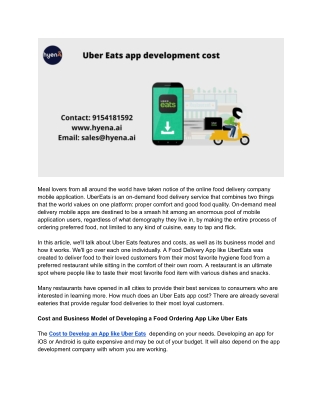 Uber Eats app development cost