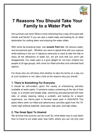 7 Reasons You Should Take Your Family to a Water Park