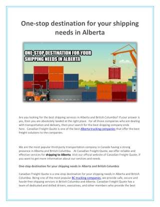 One-stop destination for your shipping needs in Alberta