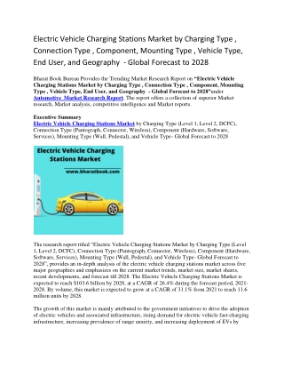 Electric Vehicle Charging Stations Market by Charging Type , Connection Type , Component, Mounting Type , Vehicle Type,