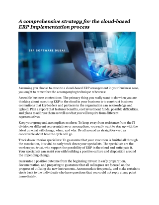 A comprehensive strategy for the cloud-based ERP Implementation process