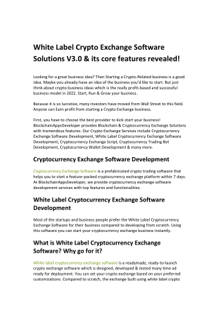 White Label Crypto Exchange Software Solutions V3.0 & its core features revealed