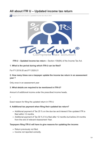 All about ITR U – Updated income tax return