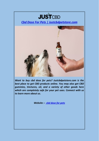 Cbd Dose For PetsJustcbdpetstore.com