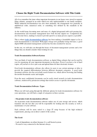 Choose the Right Trade Documentation Software with This Guide