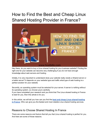 How to Find the Best and Cheap Linux Shared Hosting in France