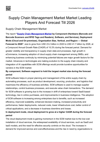 Supply Chain Management Market Leading Players And Forecast Till 2026