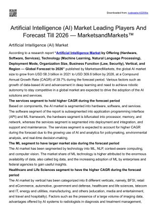 Artificial Intelligence (AI) Market Leading Players And Forecast Till 2026