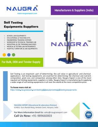 Soil Testing Equipments Suppliers