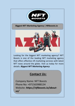 Biggest NFT Marketing Agency | Nftboosts.io
