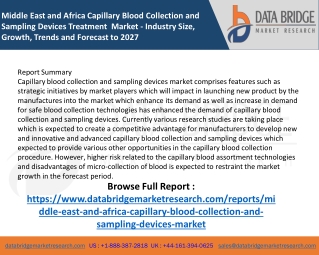 Middle East and Africa Capillary Blood Collection and Sampling Devices Treatment  Market
