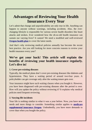 The Benefits of Reviewing Your Health Insurance Every Year