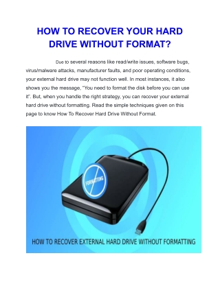 Best Guide To Recover Hard Drive Without Formatting -HDD Recovery