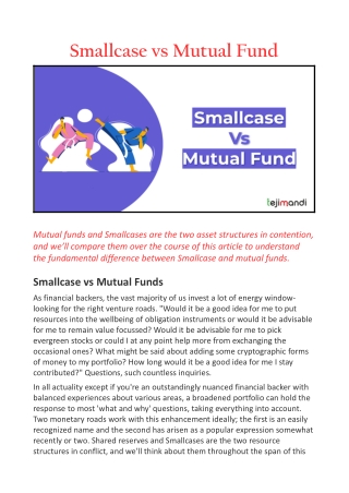 Smallcase vs Mutual Funds - Key Differences