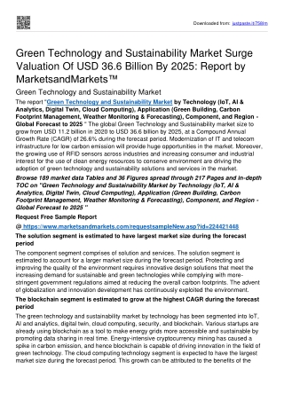 Green Technology and Sustainability Market Surge Valuation Of USD 36.6 Bn