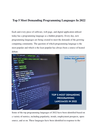 Top 5 Most Demanding Programming Languages In 2022
