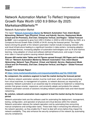 Network Automation Market Set for Rapid Growth Of USD 8.9 billion By 2025: MnM