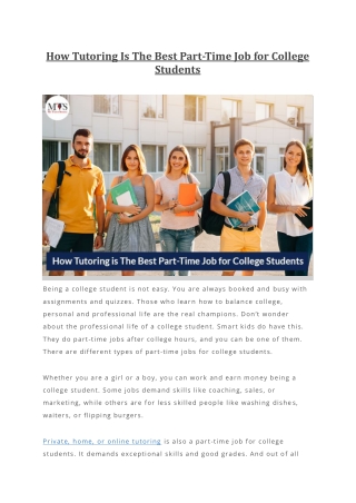 How Tutoring Is The Best Part-Time Job for College Students